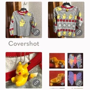 Pokémon Sweatshirt sz10 w necklace+Beanie Ty Shell butterfly & Paul Walrus